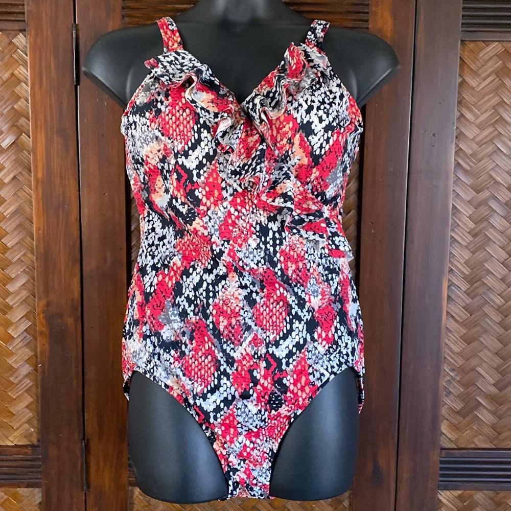 INC International Concepts - Swim Faux Wrap Ruffle 20W